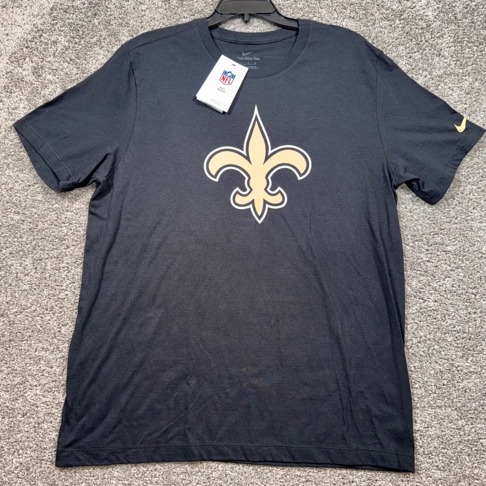 New Orleans Saints Nike Short Sleeve T-Shirt Mens Fleur-de-lis Black Large NEW